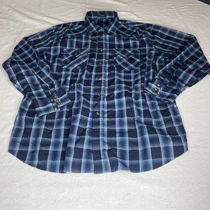 Pendleton Shirt long sleeve Pearl Snap Button Down size XXL Blue Plaid Frontier